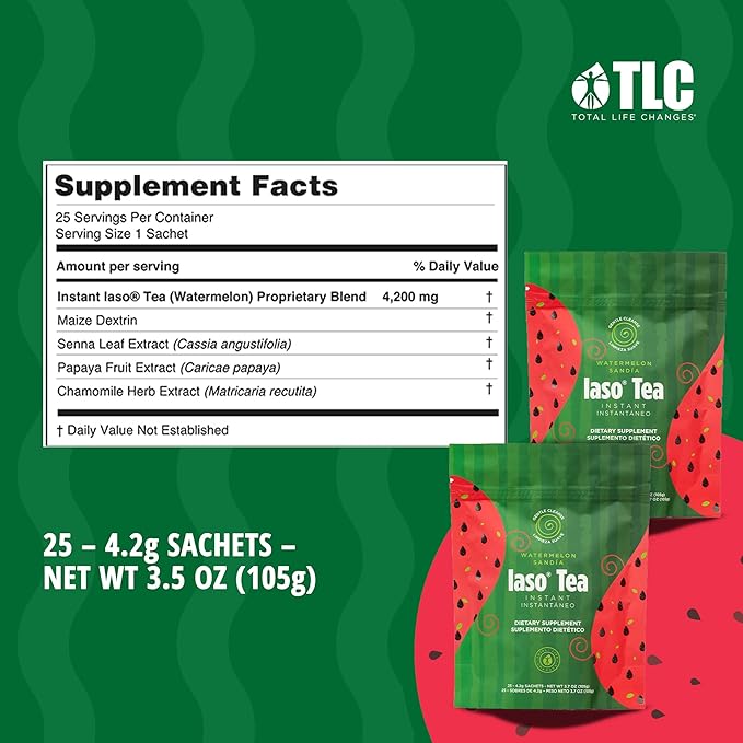 Iaso Instant Tea (Watermelon) - Refreshing Watermelon-Flavored Cleansing Tea Ideal for Daily Wellness - 25 Sachets