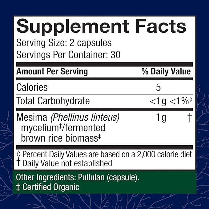 Host Defense Mesima Capsules - Herbal Antioxidant Activity &amp Immune System Support Supplement - Mushroom Supplement to Support Balanced Immune Response - 60 Capsules (30 Servings)*
