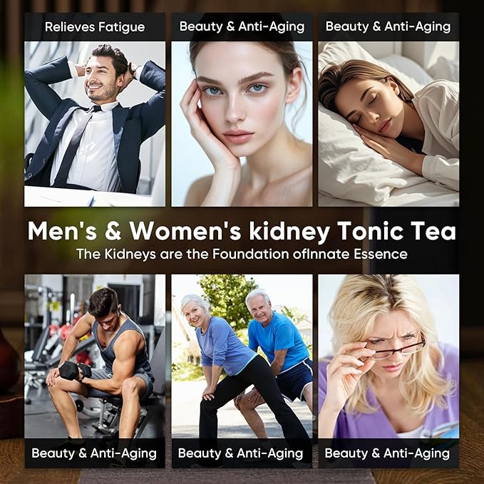 Kidney Tea Formula Ginseng Six Treasure Tea 10 Precious Ingredients Formula 260g/Box Ginseng Five Treasure Teabag Chinese Herbal Teas Support Kidney and Live Health for Men Women (20 bags/2Box)