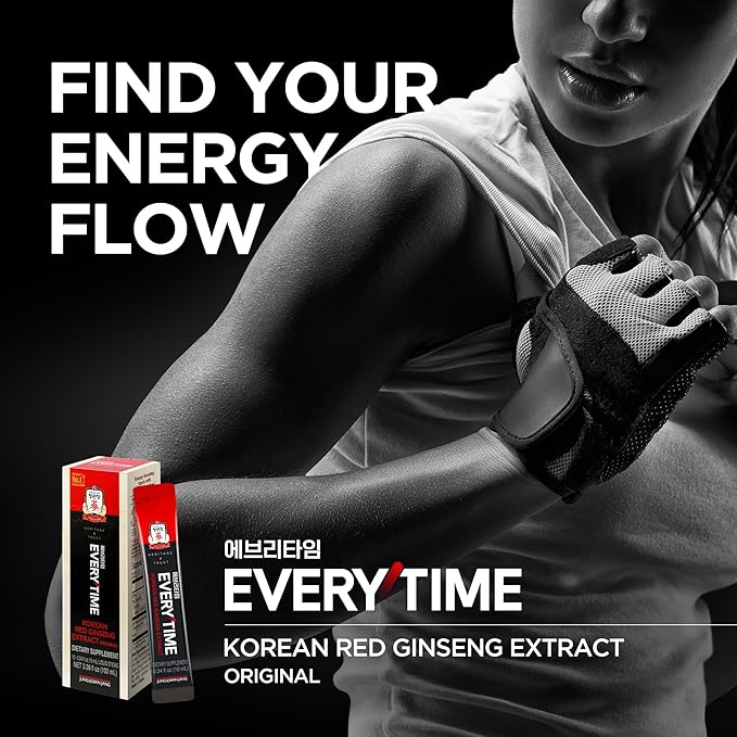 JUNG KWAN JANG Everytime Korean Red Ginseng Extract Stick 3000mg Original - Adaptogen Energy Drink Liquid Stick Supplements - Energy Boost &amp Immune Support Caffeine Free (30 Sticks)