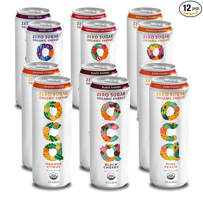 OCA ZERO Variety Pack Organic energy drink zero sugar gluten-free vegan plant-based 12 Fl Oz (12-pack)