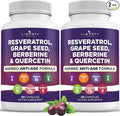 Resveratrol Berberine Grape Seed Extract Quercetin Polyphenol Supplement for Women and Men with Noni Extract N-Acetyl Cysteine Acai Extract - 2-Pack
