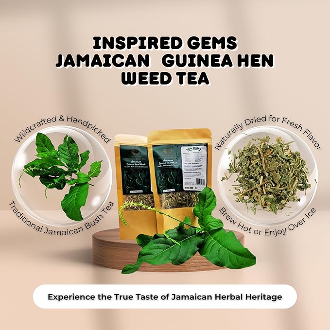 Jamaican Guinea Hen Weed Tea – 4oz (2 x 2oz Packs) – Handpicked Loose Leaf Herbal Tea – Anamu Herbs – Dried Leaves 100% Organic from Jamaica – Inspired Gems