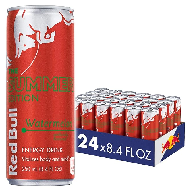Red Bull Red Edition Watermelon and Original Energy Drink Bundle 8.4 Fl Oz Cans