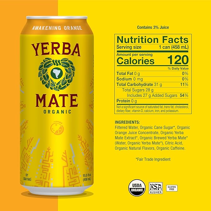 Yerba Madre Organic Yerba Mate Clean Energy Drink Alternative Bundle Revel Berry &amp Awakening Flavors 15.5 Oz (Pack of 24) 150mg Natural Caffeine Smooth Energy &amp Focus