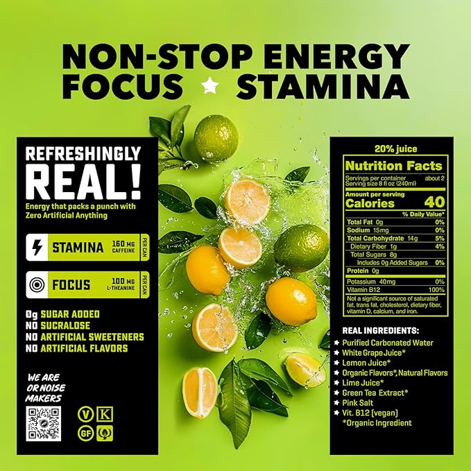 RIOT Clean Energy Drink – No Sucralose No Sugar Added No Artificial Flavors | 160mg Natural Caffeine + 100mg L-Theanine | Clean Focus Stamina &amp Smooth Energy | 16 Fl Oz (Pack of 12) (Citrus Lim