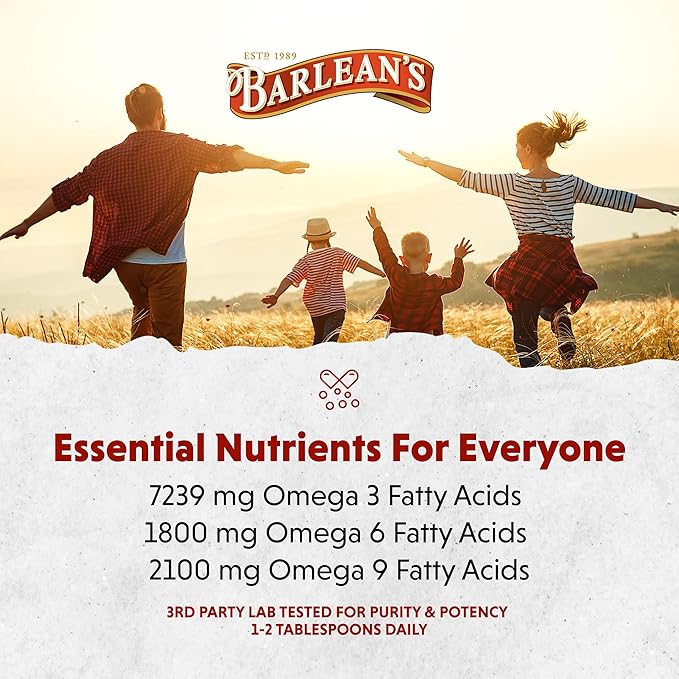Barlean's Organic Lignan Omega 3 Flaxseed Oil Liquid Supplement for Men and Women Cold Press Flax Seeds 7230mg ALA Fatty Acid Vegan and Gluten Free 16 oz