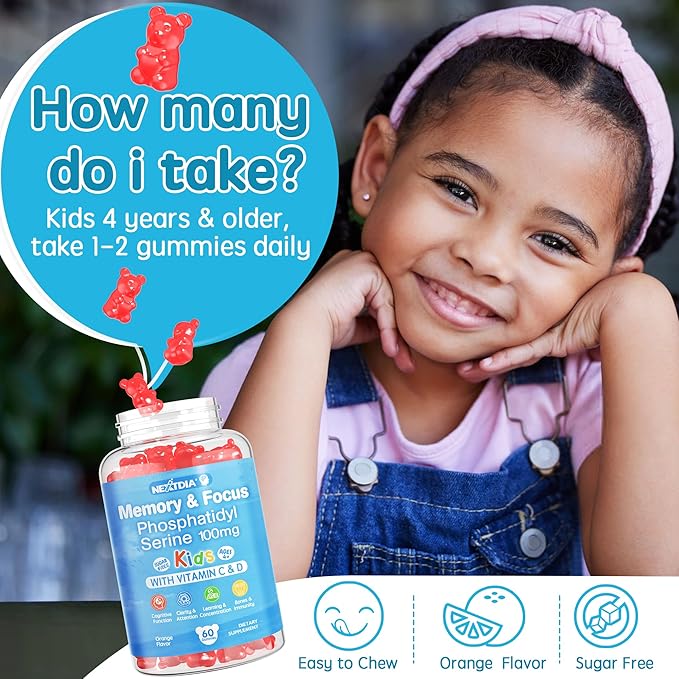 Sugar Free Phosphatidylserine for Kids + GABA Gummies