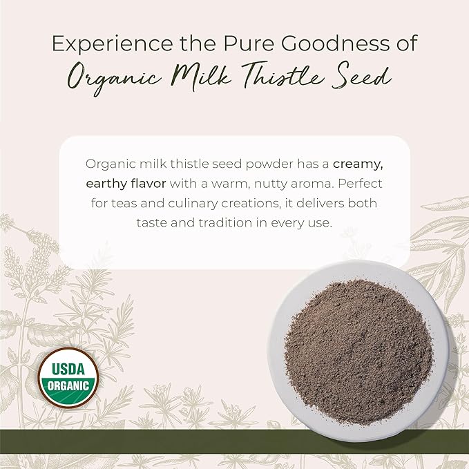 Starwest Botanicals Organic Milk Thistle Seed Powder - Ground Milk Thistle for Tea &amp Cooking Mix in Juice Add to Smoothies Oatmeal &amp Yogurt Certified Kosher Non-GMO - Bulk 1 lb Bag