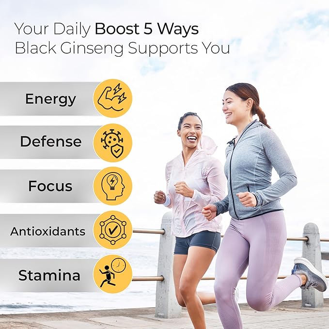 GeumHeuk Korean Black Ginseng Capsule 1000mg Supplement - Non GMO High Ginsenosides High Absorption Rate Enhance Immunity Metal Performance Stamina &amp Energy Men &amp Women - 90 Vegan Capsul
