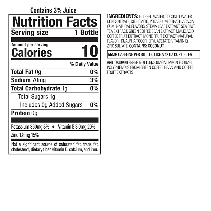 Bai Antioxidant Infused Water Beverage Puna Coconut Pineapple with Vitamin C and No Artificial Sweeteners 18 Fluid Ounce Bottle 12 Pack