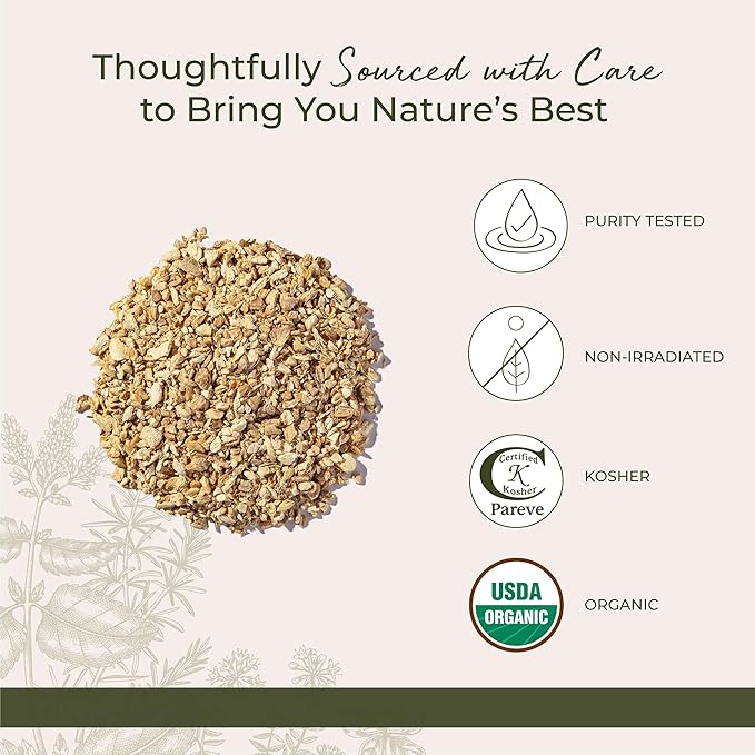 Starwest Botanicals Organic Ginger Root - Dried Ginger Herb for Tea Baking &amp Cooking Cut and Sifted Natural Herbal Spice Certified Kosher Non-GMO - Bulk 1 lb Bag