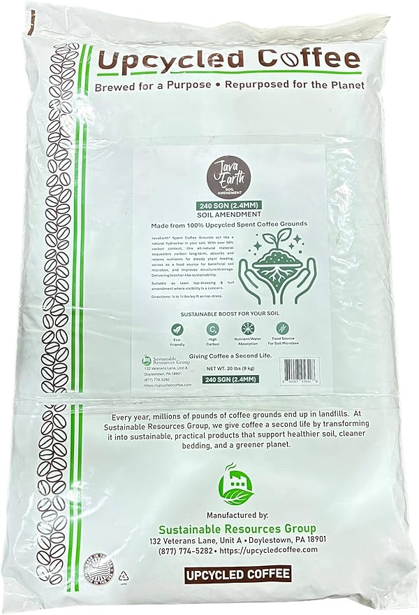 240 SGN (2.4MM) - JavaEarth® Soil Amendment Upcycled Spent Coffee Grounds 20 lbs