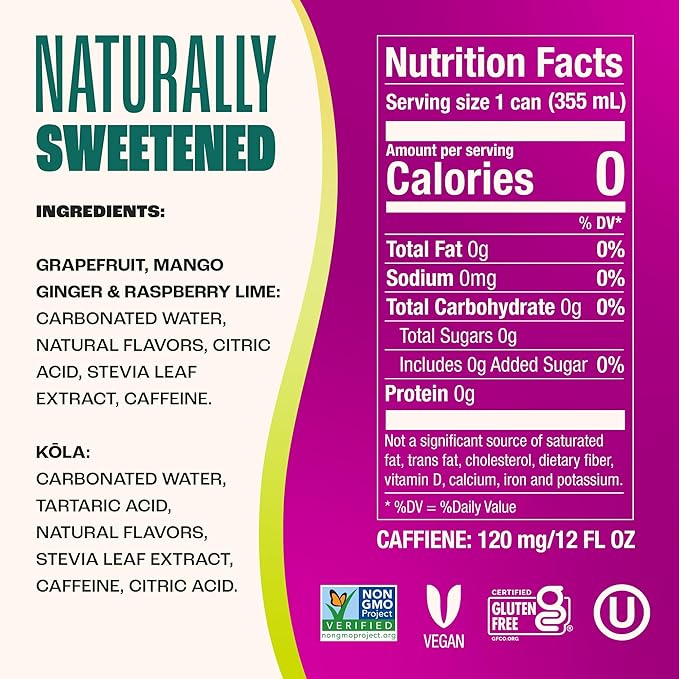 Zevia Zero Sugar Energy Drink Classic Variety Pack 12 oz Cans (12-Pack) – Naturally Sweetened Non-GMO Project Verified Gluten-Free Vegan