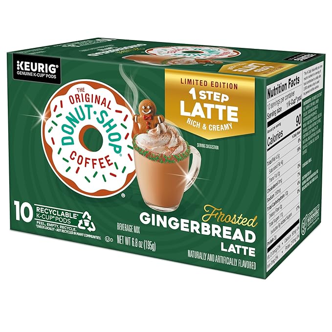 The Original Donut Shop One Step Latte Frosted Gingerbread Keurig Single Serve K-Cup Pods 60 Count (6 Packs of 10)