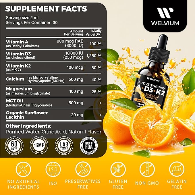 Liquid Biotin Collagen + Vitamin D3 K2 A Drops - Beauty &amp Immune Support (Liquid Duo)