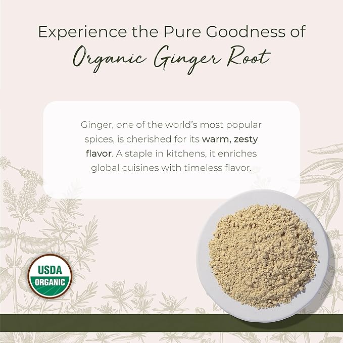 Starwest Botanicals Organic Ginger Root Powder - Ground Ginger Herb for Tea Baking &amp Cooking Natural Herbal Spice Certified Kosher Non-GMO - Bulk 1 lb Bag