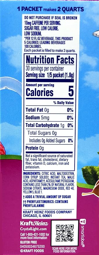 Crystal Light Raspberry Iced Tea Drink Mix 12-Quart 1.6-Ounce Canister (Pack Of 7)