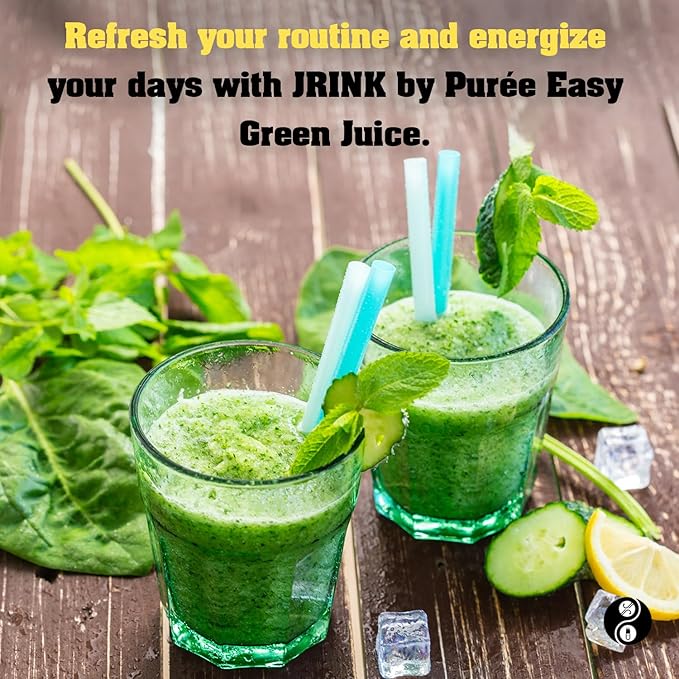 JRINK by Purée Daily Green Juice Cold Pressed Organic Fruit and Vegetable Blend Detox Cleanse Healthy Raw Greens Drink No Preservatives Juice Cleanse 16oz HDPE Bottles Pack of 12