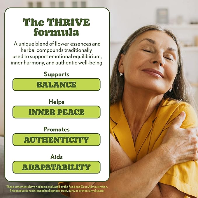 Barlean's Mood Booster Supplement Thrive Liquid Drops Supplements Ashawagandha L Theanine and Lion's Mane Extract Adaptogen Herbs Drops 1.5 oz