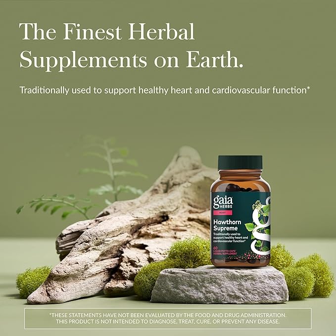 Gaia Herbs Hawthorn Supreme - Hawthorn Berry Supplement - with Herbs Traditionally Used to Support Heart Health* - 60 Vegan Liquid Phyto-Caps (60 Servings)