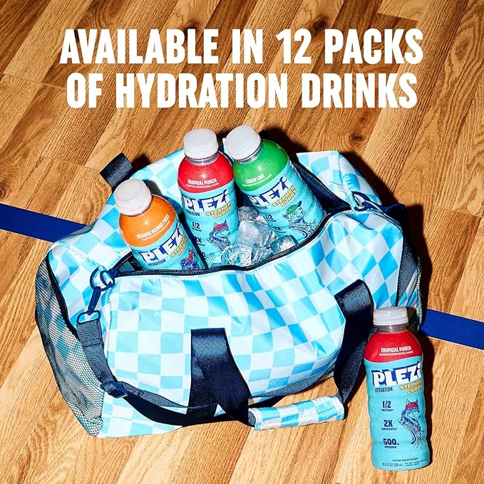 PLEZi Lemon Lime Hydration Drink x Stephen Curry - Sports Drinks with 2X Electrolytes - 500mg Potassium Low Sugar No Added Sugar - For Kids &amp Adults - 16.9 Fl Oz (12 Pack)