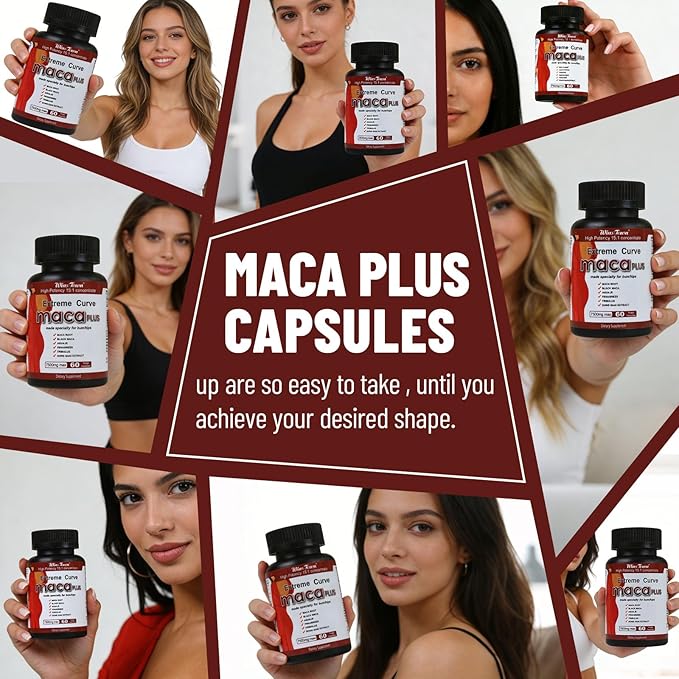 Maca Plus Capsules 7500mg Big Booty Enhancer with Maca Root Gluteus Boost Vitamins for Women's Extreme Curve 60 Count