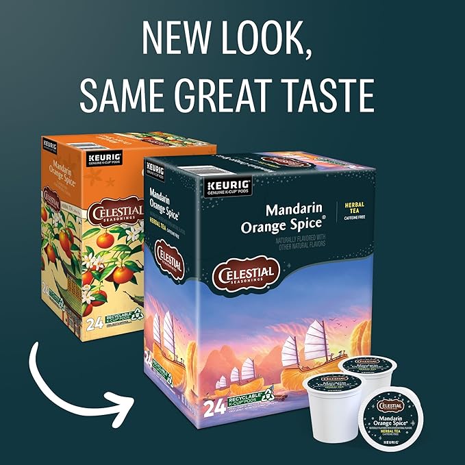Celestial Seasonings Mandarin Orange Spice Herbal Tea Single-Serve Keurig K-Cup Pods 96 Count