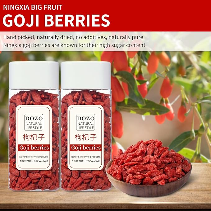 DOZO Goji Berries Premium Wolfberry |Sun-Dried Goji Berry Extra Large Great Food for Snack＆Smoothies Non-GMO No Additives 14.1oz/400g 枸杞子 红枸杞
