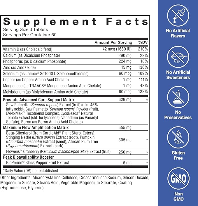 Force Factor Prostate Advanced Health Supplement for Men for Reducing Nighttime Bathroom Trips Bladder &amp Urinary Relief with Saw Palmetto Beta-Sitosterol 180 Tablets (Pack of 2)