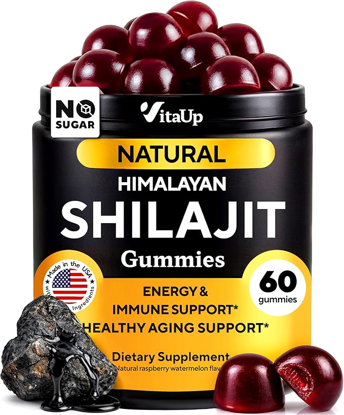 Himalayan Shilajit Gummies for Men &amp Women – Sugar-Free Shilajit Gummies with Fulvic Acid – Pure Energy Immune &amp Healthy Aging Support – 60 Gummies
