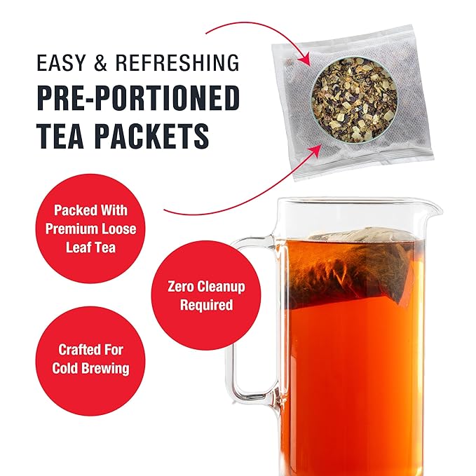 Tiesta Tea - Strawberry Lemonade Cold Brew Tea Loose Leaf Strawberry Lemon Herbal Blend Premium Iced Blends Non-Caffeinated Iced Drink 10 Cold Brew Bags Makes 64oz Pitcher Each