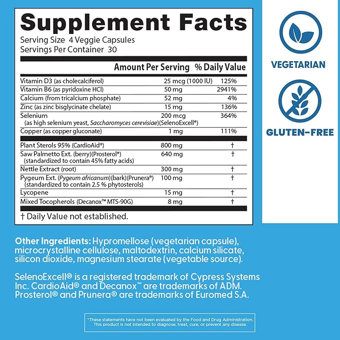 Doctors Best Comprehensive Prostate Formula with SelenoExcell and CardioAid Supports Prostate Health Gluten Free Vegetarian 120 Veggie Caps