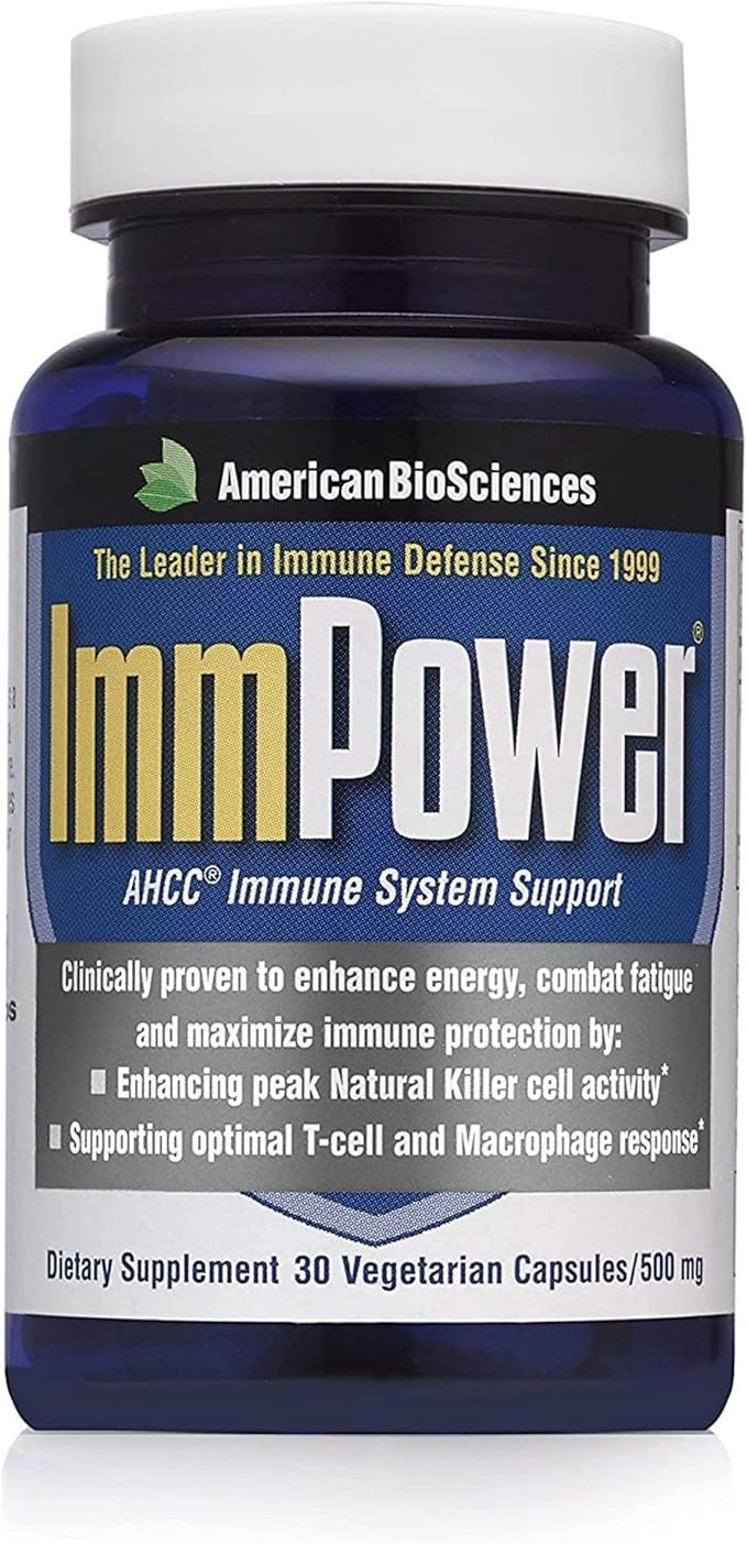 American BioSciences ImmPower AHCC Supplement Vegetarian Capsules Enhanced Immune Support Natural Killer Cell Activity and Cytokine Production 500 milligrams per Capsule (30 Count)