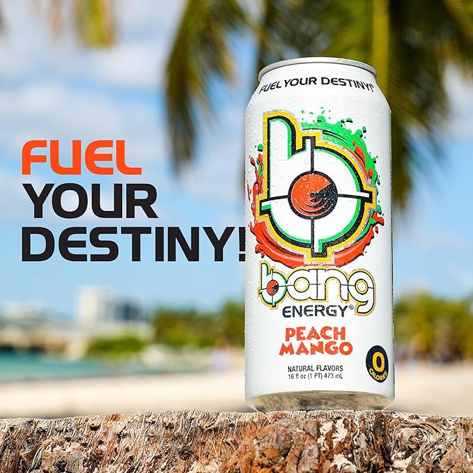Bang Energy Peach Mango Sugar-Free Energy Drink 16-Ounce | Pack of 12