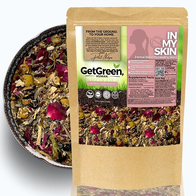 Healthy Glowing SkinAntioxidant Loose Leaves w/ Licorice Root Chamomile Lavender | Organic Herbal Tea | 2 oz (57 gram) | Decaf Vegan Healthy ZERO Caffeine Organic Herbs No Natural or Artifici