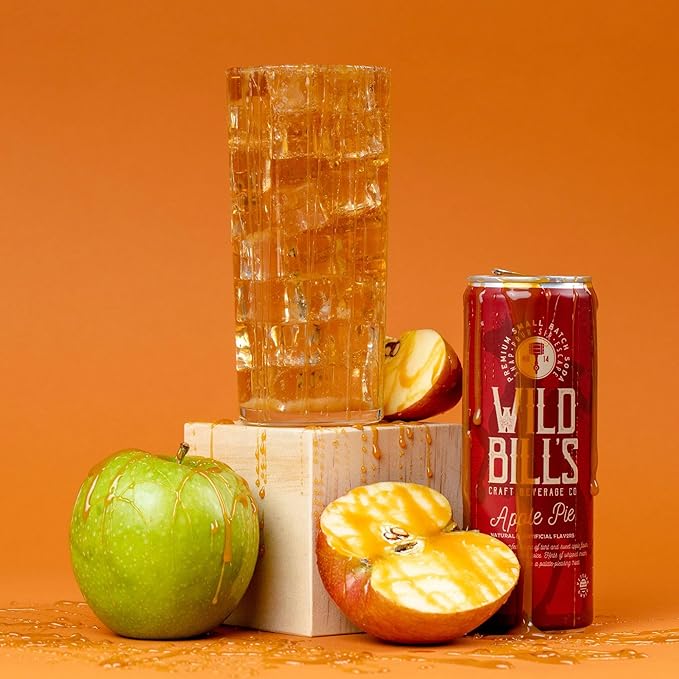 Wild Bill's Apple Pie Soda Classic Craft Soda Pop Soft Drinks Sodas Made with Pure Cane Sugar Caffeine Free NO High Fructose Corn Syrup Gluten Free Vegan Low Sodium 12 Oz 12 Pack