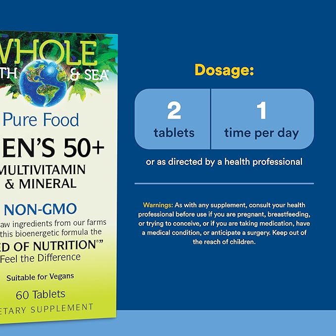 Natural Factors Men's 50+ Multivitamin &amp Mineral 1 Serving Contains Nutrition Equivalent to ½ lb of Veggies 60 Count (Pack of 1)