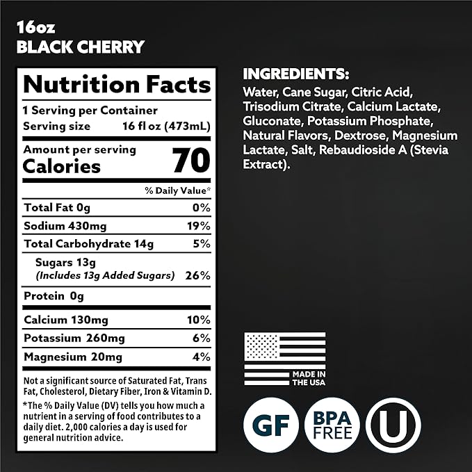 HOIST Premium Military Hydration Electrolyte Drink Powerful IV-Level Hydration Clinically Proven Performance Drink Black Cherry 16 Fl Oz (Pack of 12)