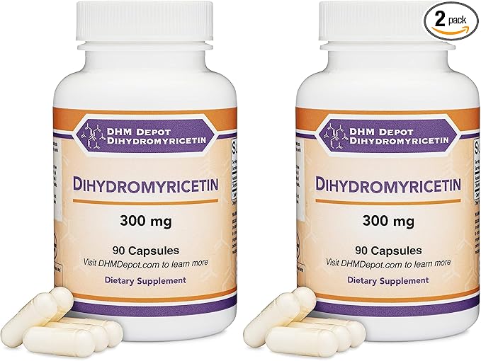 Dihydromyricetin (DHM) (Hovenia Dulcis Extract) Supplement for Liver Support (Naturally Obtained from The Oriental Raisin Tree) 90 Capsules 300mg Analysis (Pack of 2)