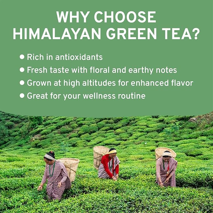 VAHDAM Green Tea Leaves From Himalayas 170+ Cups (12oz) High Elevation Grown Green Tea Leaves From Himalayas | Pure Unblended Single Origin Green Loose Leaf Tea | Vacuum Sealed