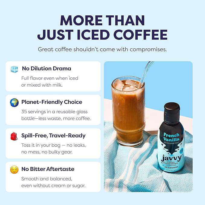Coffee Concentrate - Cold Brew Coffee Perfect for Hot or Iced Instant Coffees Hot Drinks Cold Brew Concentrate 35 Servings - French Vanilla