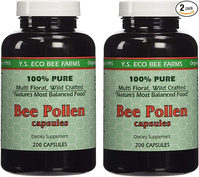 YS Organics Bee Pollen - 200 Capsules - Pack of 2