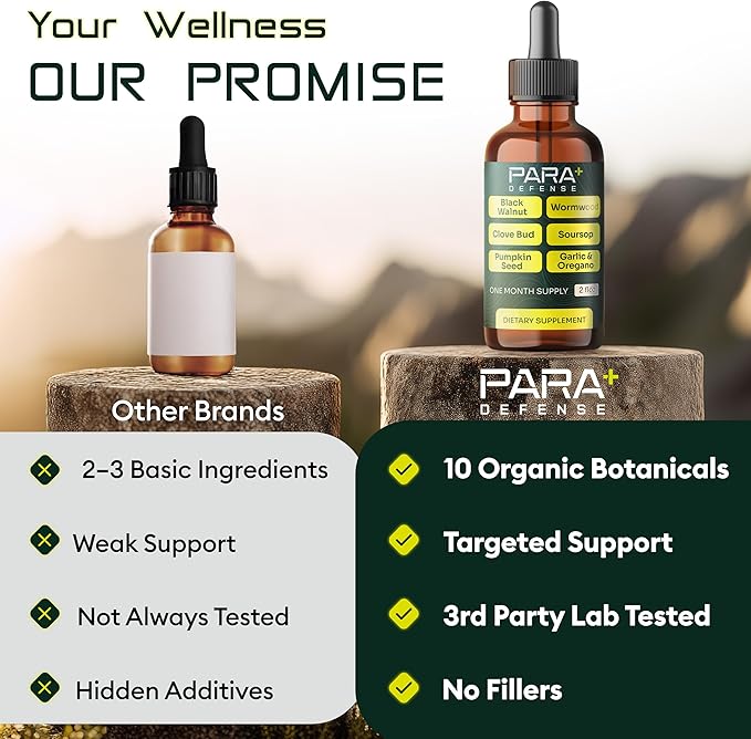 para Defense Digestive Cleanse &amp Detox | Wormwood Black Walnut Cleanse for Humans Drops Liquid Soursop Garlic Pumpkin Seed PAU D'Arco Oil of Oregano Turmeric Berberine Neem Extract Hull Bark Tinct