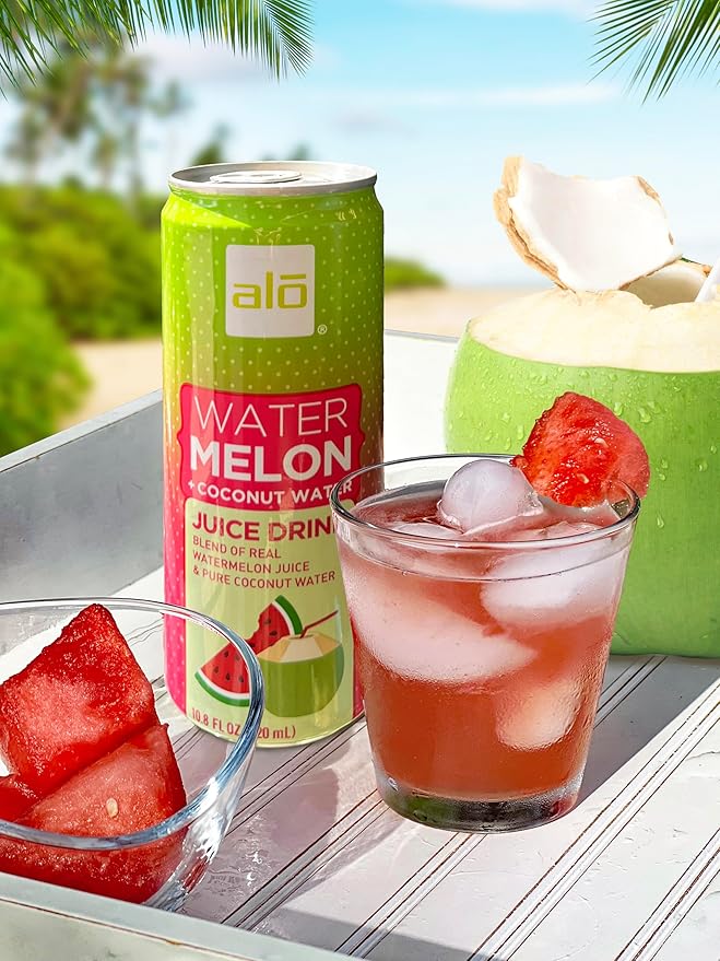 ALO Slim Can Juice | 80% Watermelon Juice + 20% Coconut Water | Plant-Based Beverage | Not from Concentrate | 10.8oz Cans (Pack of 12)