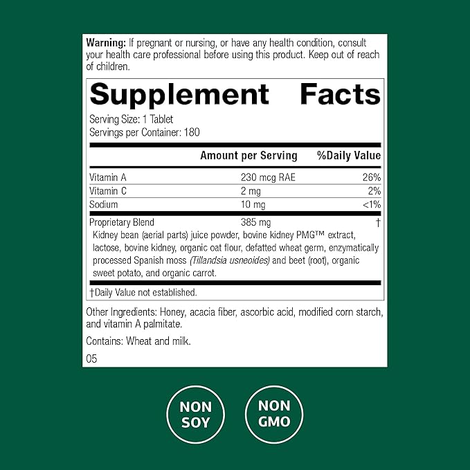 Standard Process Renafood - Supports Healthy Kidney Function &amp Antioxidant Activity - Contains Vitamins A - Non-Soy - 180 Tablets