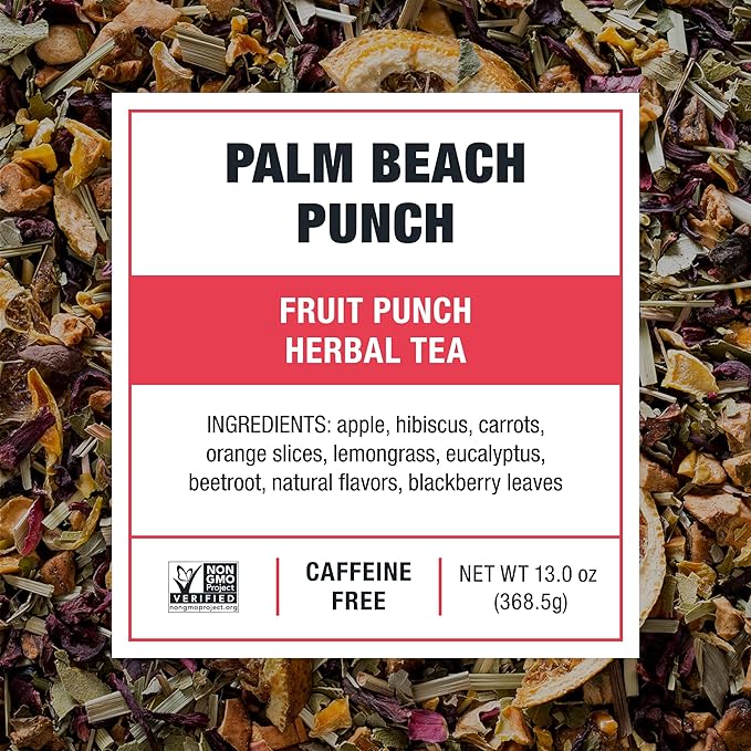 Tiesta Tea - Palm Beach Punch Cold Brew Tea Loose Leaf Fruit Punch Herbal Blend Premium Iced Blend Non-Caffeinated 10 Cold Brew Bags Makes One 64oz Pitcher Each