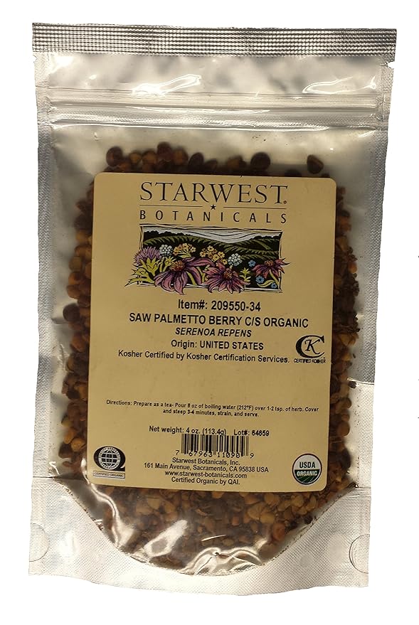 Saw Palmetto Berry Cut &amp Sifted Organic -Serenoa repens 4 Oz