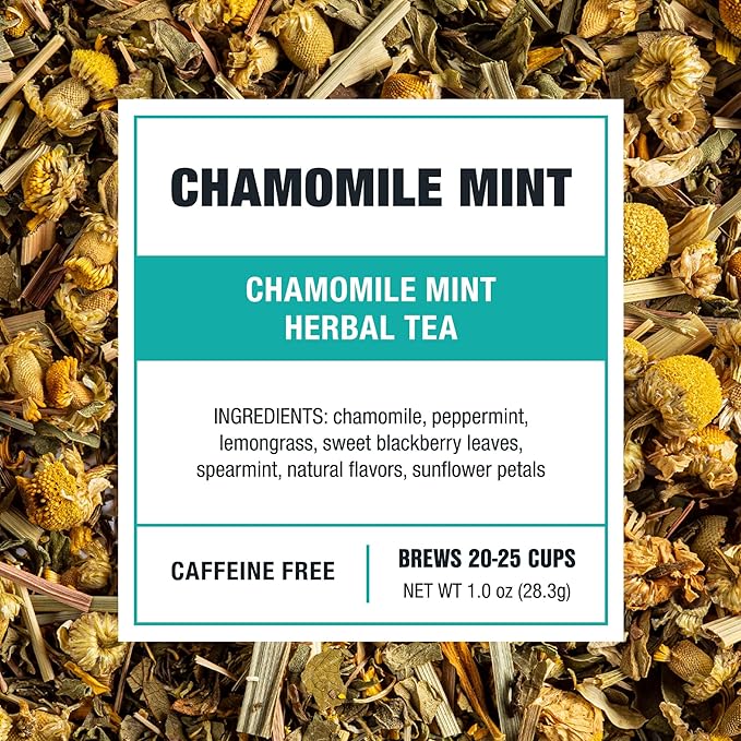 Tiesta Tea - Chamomile Mint Herbal Tea and Brewbasket Infuser Bundle Caffeine-Free Chamomile Mint Blend 1oz Resealable Pouch with 5oz Reusable Stainless Steel Strainer