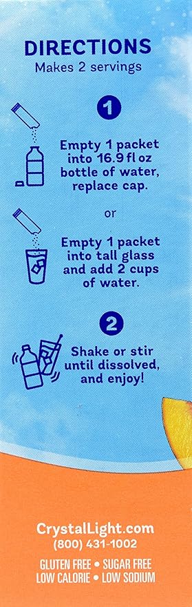 Crystal Light On The Go Peach Mango With Caffeine Drink Mix 10-Packet Box (Pack of 28)